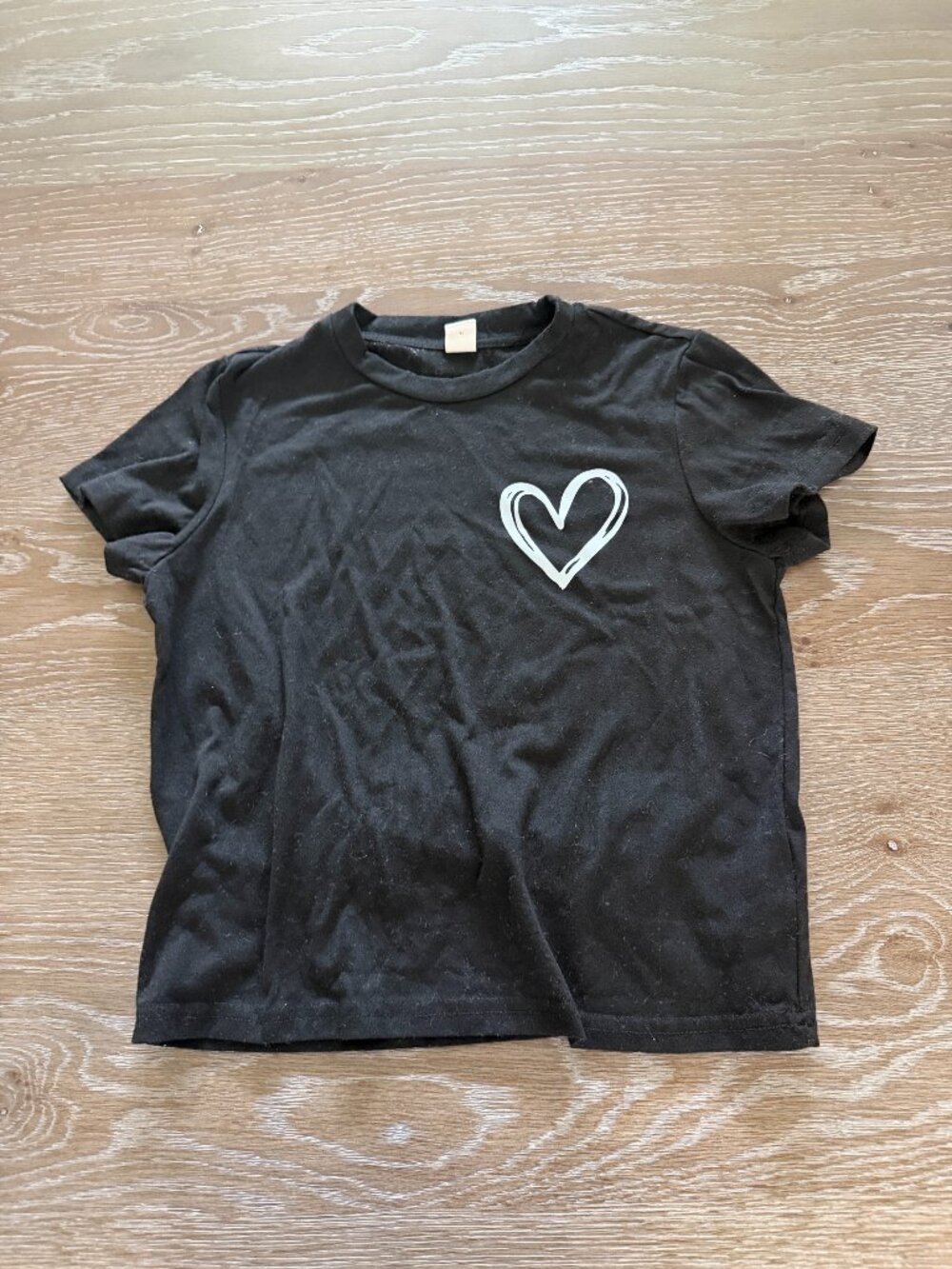 Girls SHEIN black heart short sleeve t-shirt tee top size 10Y